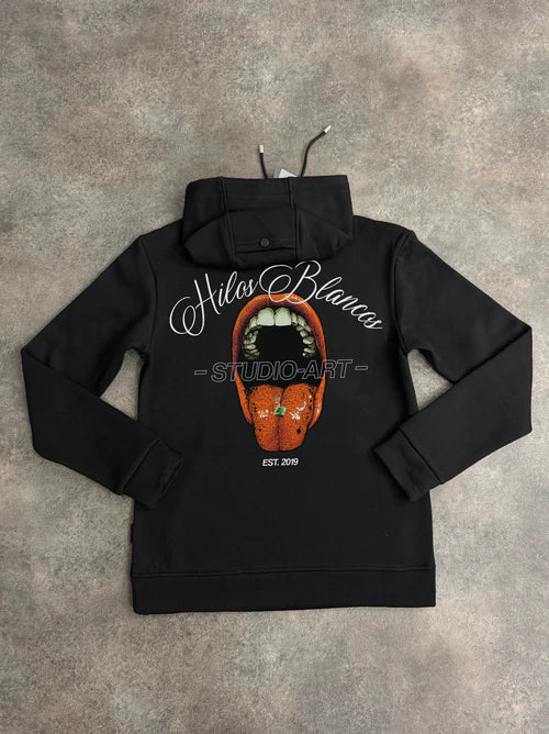 White Threads Verbal Hilos Blancos Hoodie - Black